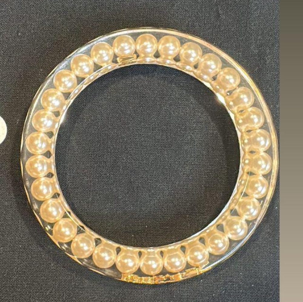 CHANEL By KARL LAGERFIELD, Vintage Lucite Pearl Inlaid Bangle, Spring 1997!!!